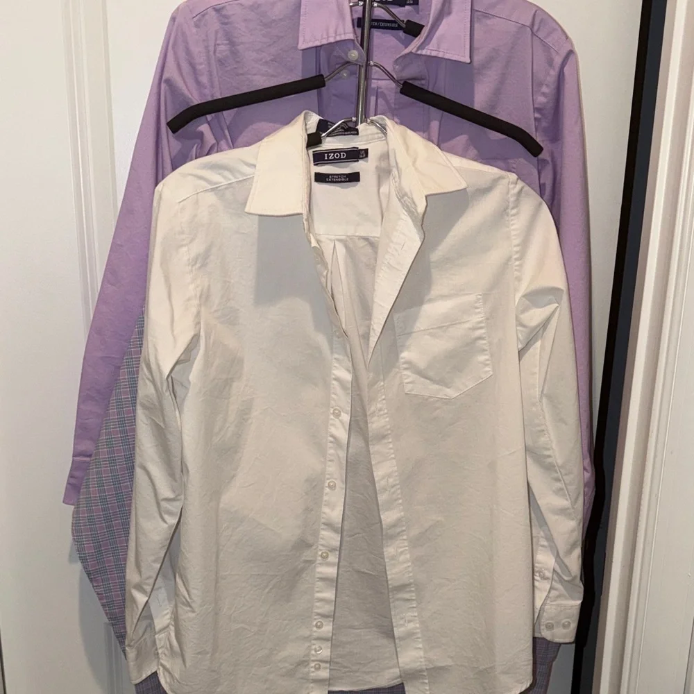 Izod Boy's Lavender and White Plaid Shirt Bundle - Picture 4 of 8